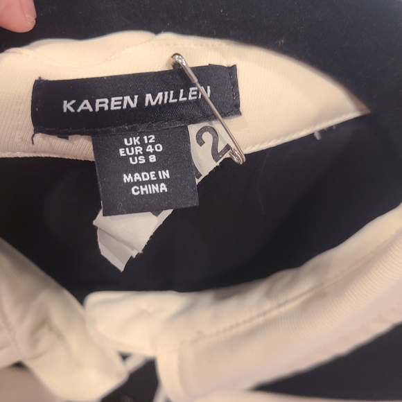 Karen Millen Midi Black & Cream Contrast Pleated Shirt Dress - Picture 2 of 7